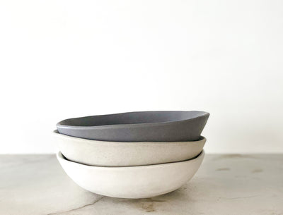 Large Concrete Shallow Bowl-Organic Decor Bowl-Concrete Fruit Bowl - Flesh & Blooms